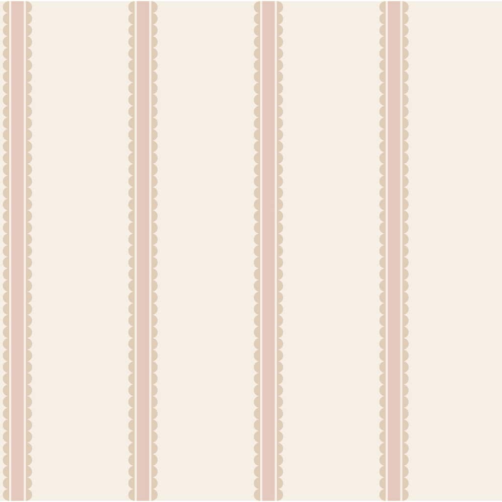Advantage Bobbin Stripe Pink Scalloped Wallpaper