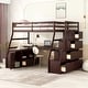 preview thumbnail 1 of 37, Twin Size Wood Loft Bed with 7 Drawers 2 Shelves, Ladder and Desk for Kids, Bedroom Twin - Espresso