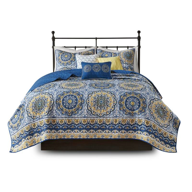 GDF Studio - Tangiers 6-Piece Reversible Quilt Set with Decorative Pillows