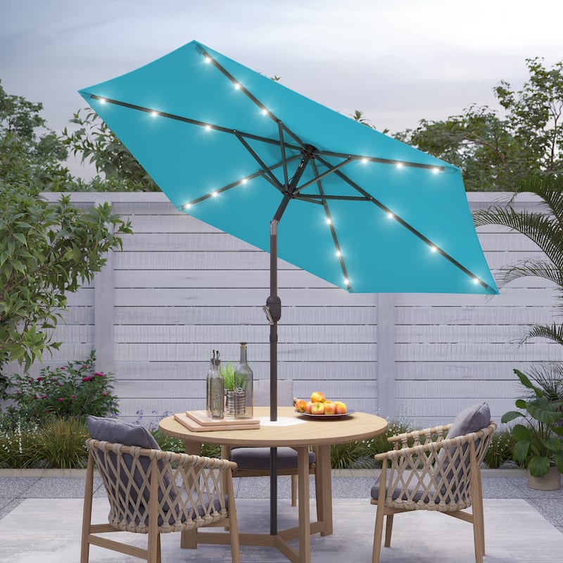 Bonosuki 7.5Ft LED Patio Market Umbrella Outdoor Table Umbrella - Pacific Blue