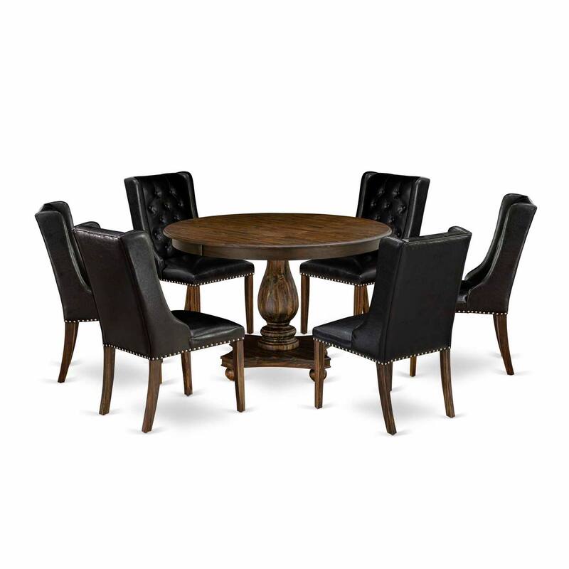Modern 7 Piece Kitchen Table Set with 6 Chairs - Mid Century Dining Room Set