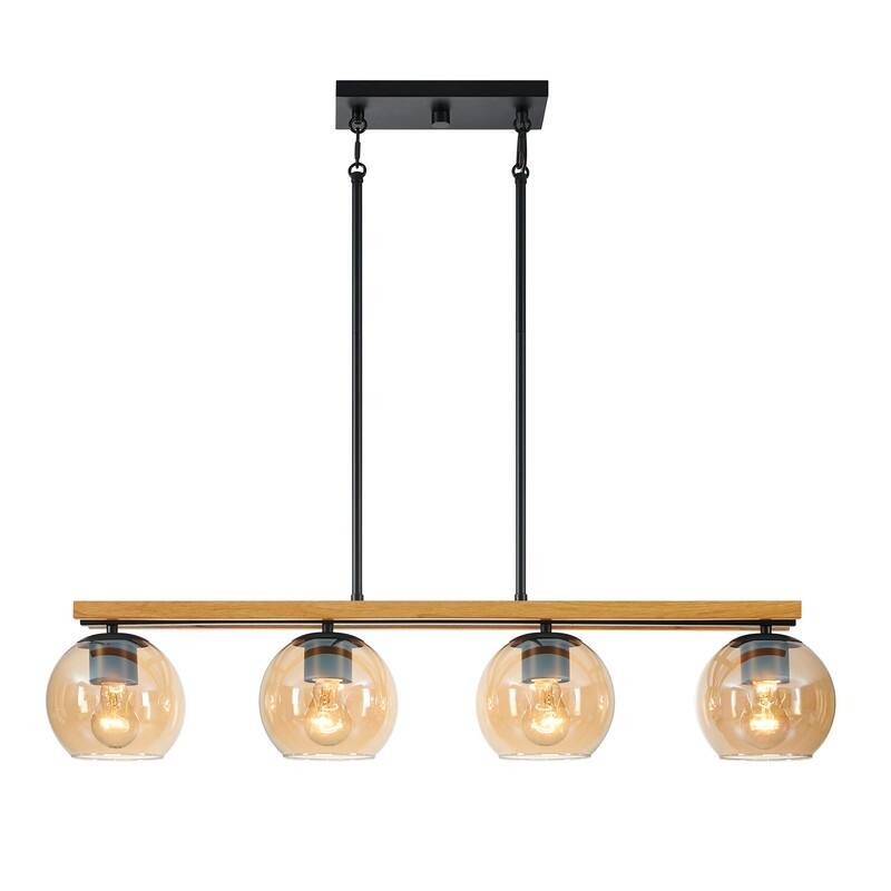KAWOTI 4-Light Island Pendant Light with Tawny Glass Globes - L36 x W6.25 x H53.75