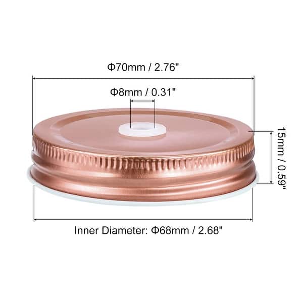 dimension image slide 1 of 4, 30Pcs 70mm Tinplate Mason Jar Lids Regular Mouth with Straw Hole
