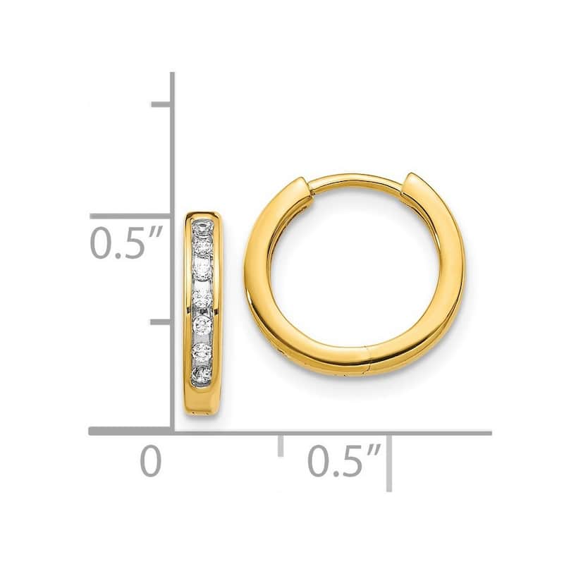 Curata 14k Diamond Hinged Hoop Earrings - 12x14mm Wide 2mm Thick