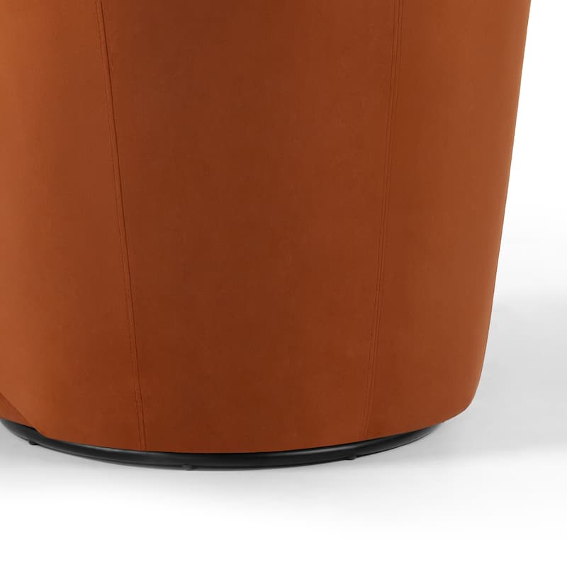 Faux Leather Velvet Upholstered Swivel Barrel Chair