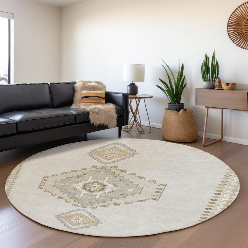 Premium Washable Super Soft Traditional Boho Mayfield Rug - Ivory - 8' x 8'