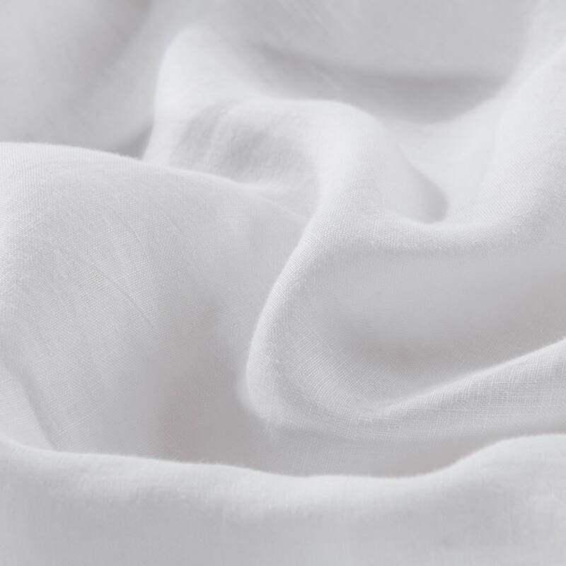 WHOLINENS Stone Washed French Linen Duvet Cover Set, Ruffled With Bow Ties Closure