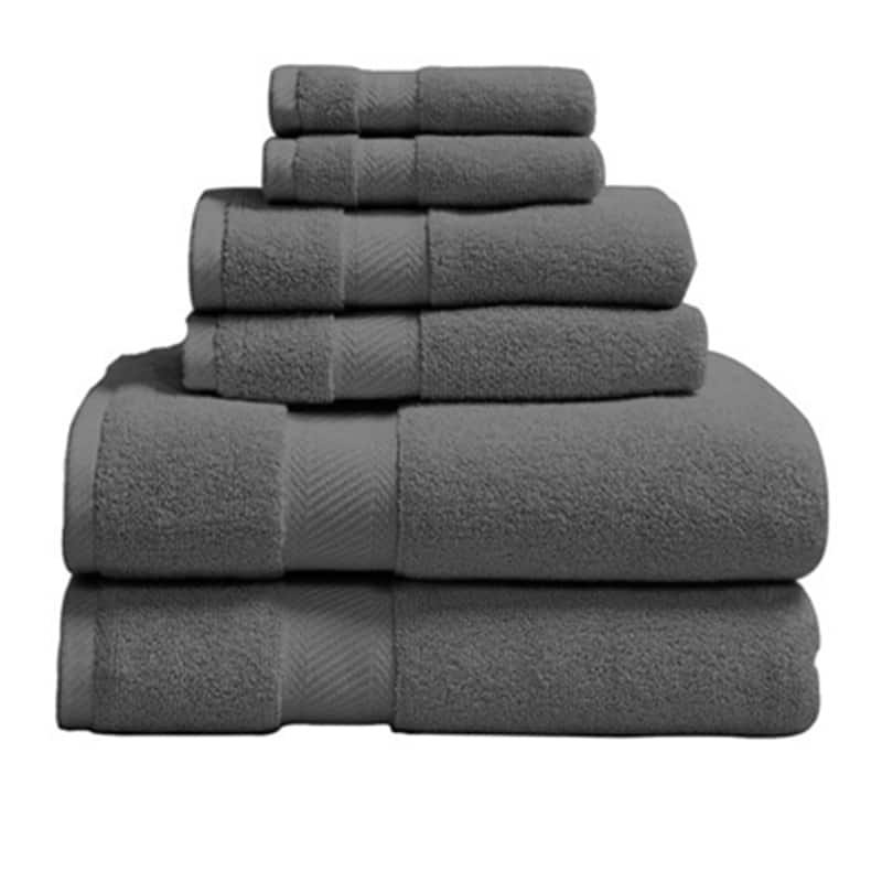 Soft and Plush Bath Towel Set - 100 Percent Cotton - 6-Piece - N/A - Grey