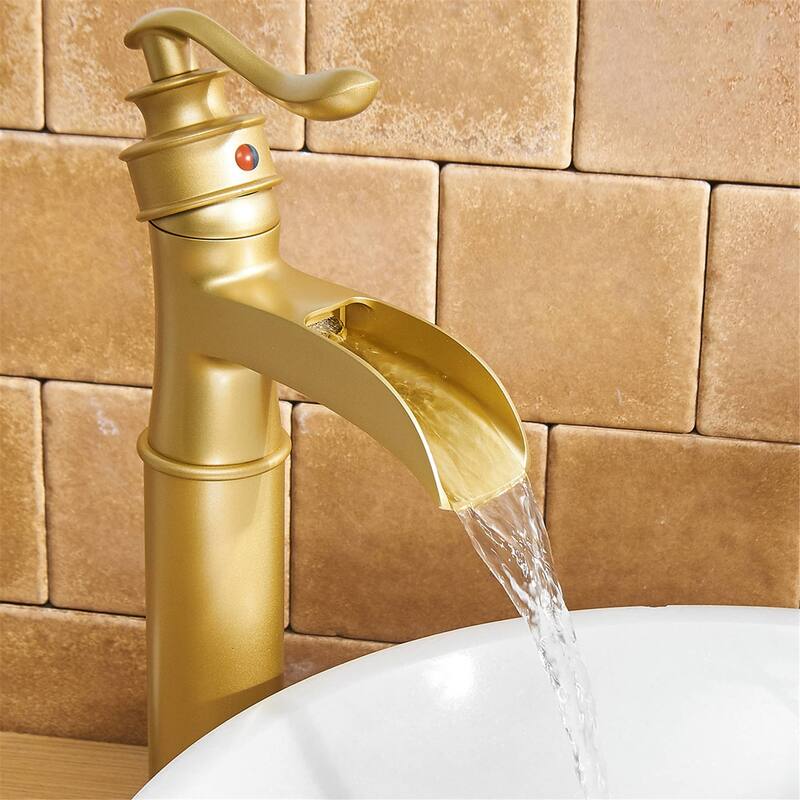 Waterfall Bathroom Vessel Faucet With Drain Assembly Single Handle Bathroon Vessel Sink Faucets One Hole Basin Vanity High Taps