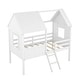 preview thumbnail 5 of 7, White Twin Size Low Loft Wood House Bed with Side Windows and Guardrails - Charming Design