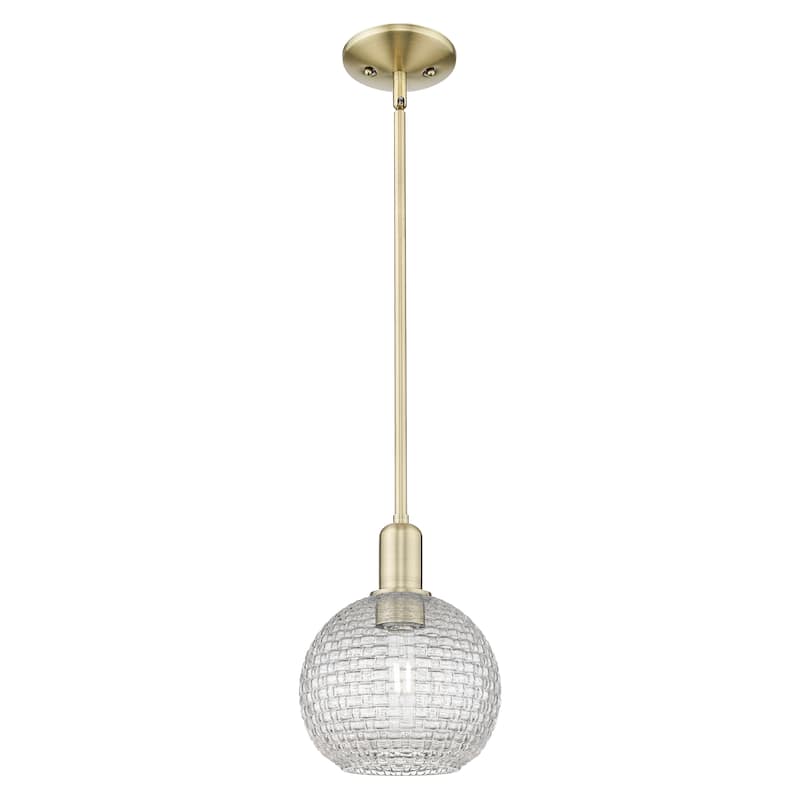Innovations Lighting Endless Possibilities Arcadia - Athens - 1 Light 8" Basketweave Stem Hung Mini Pendant