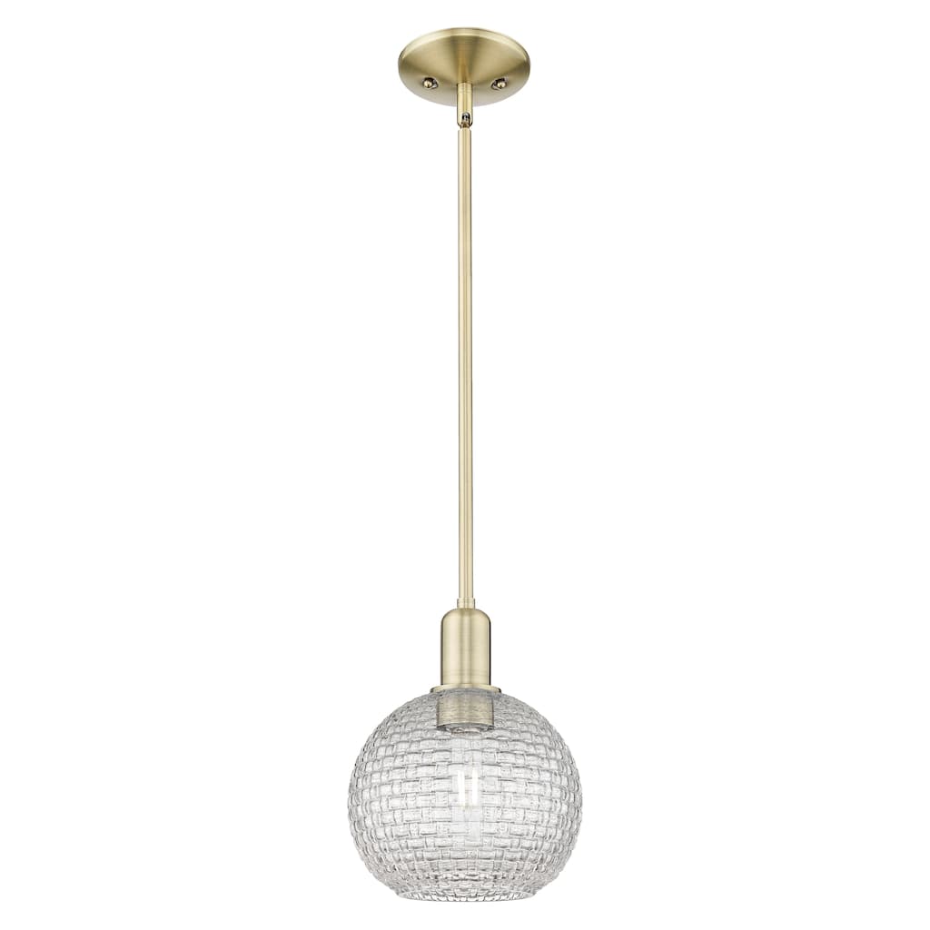 Innovations Lighting Endless Possibilities Arcadia - Athens - 1 Light 8" Basketweave Stem Hung Mini Pendant