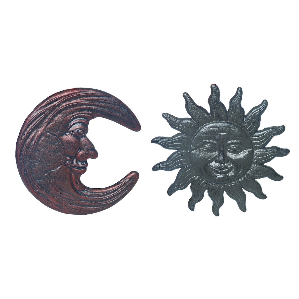Transpac Cast Iron Sun & Moon Stepping Stone Set of 2 Spring Home Decorations