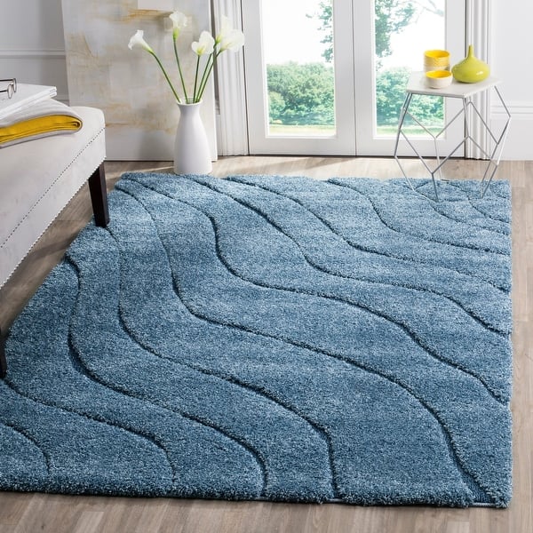 Small Indoor Outdoor Area Rug Machine Washable Rug Low Pile Throw Kitchen  Rug Non Slip Wave Pattern Area Rug, 2' x 3' Blue 
