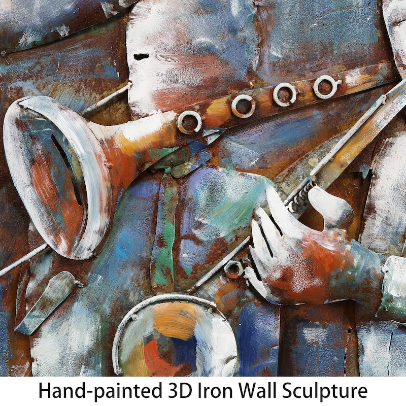 "Jazz Band" Mixed Media Iron Hand Painted Dimensional Wall Art