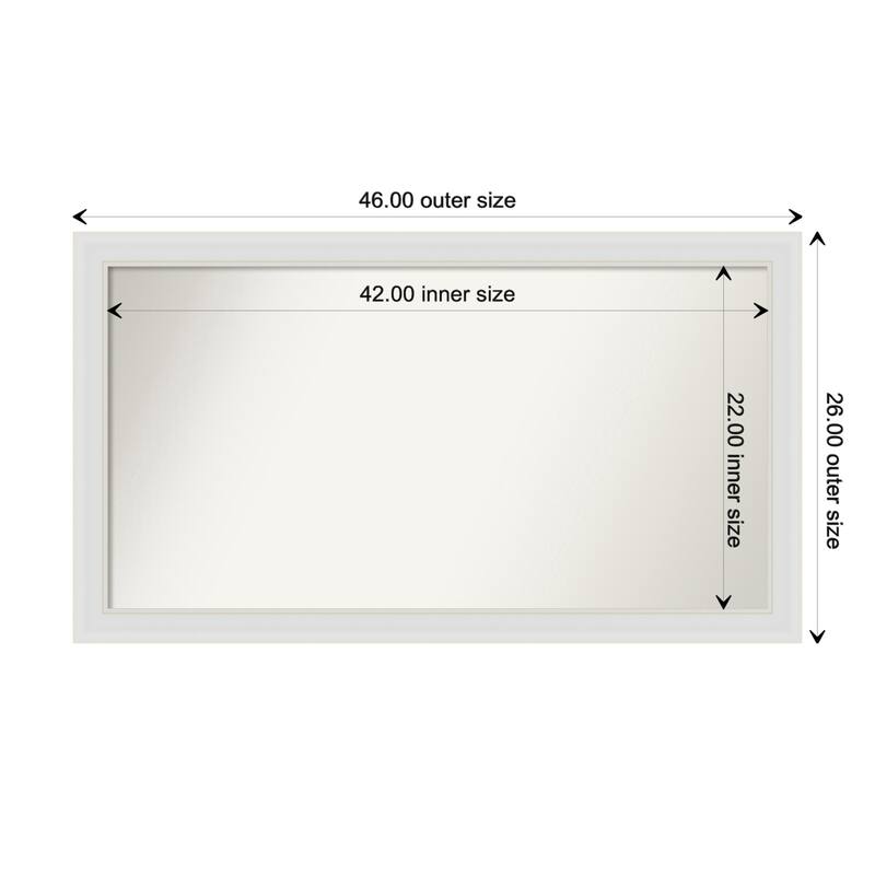 Flair Soft White Narrow Framed Non-Beveled Custom Wall Mirror, Bathroom Vanity Mirror - Outer Size: 46 x 26