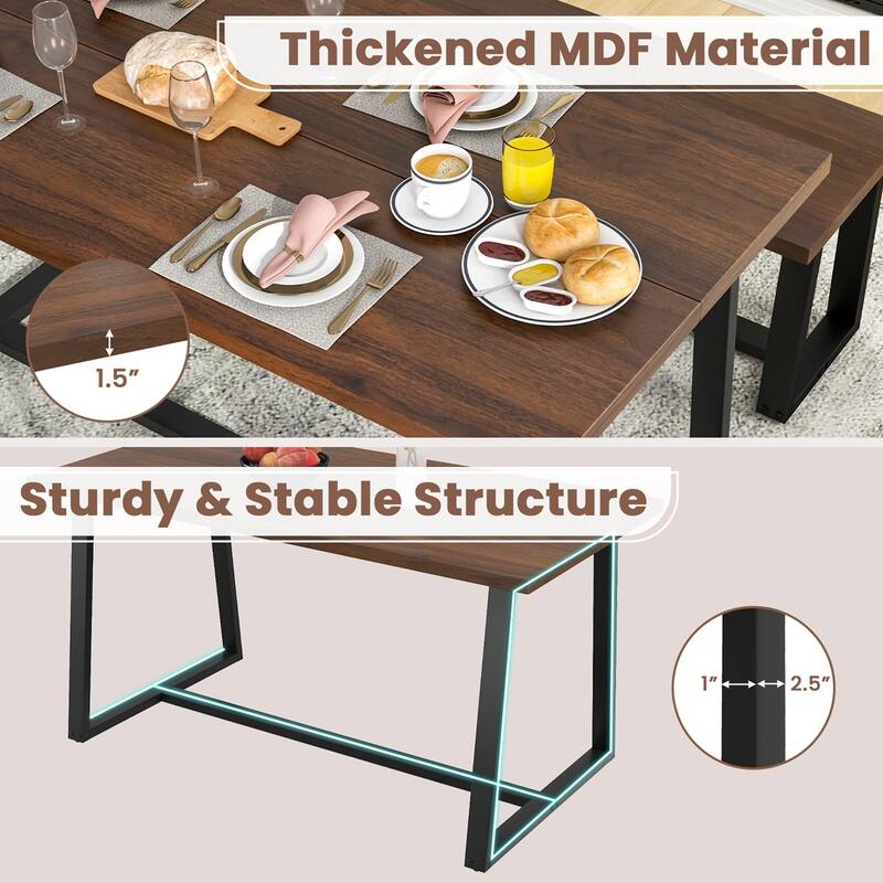 Costway 63" Large Dining Table for 4-6 People with Heavy-duty Metal - See Details