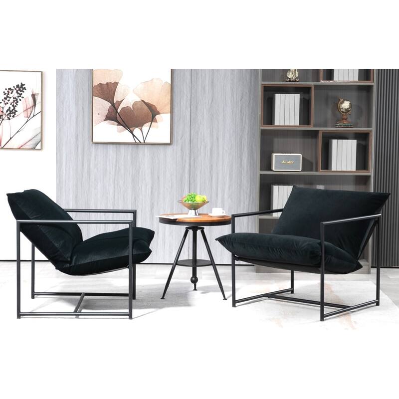 Modern Textured Velvet Sling Accent Chair