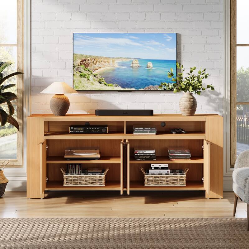 Industrial 67'' TV Stand with Adjustable Shelves & Cable Management