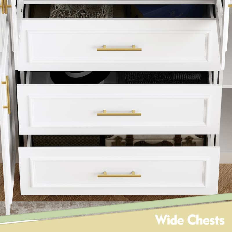 74.8"H Large Modular Wardrobe Cloest Armoire Cabinet Glass Door