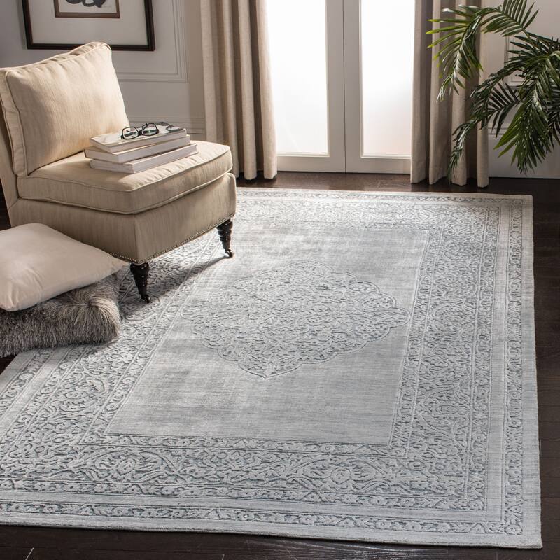 SAFAVIEH Handmade Mirage Narciza Modern Abstract Viscose Rug - 6' x 9' - Sea/Blue