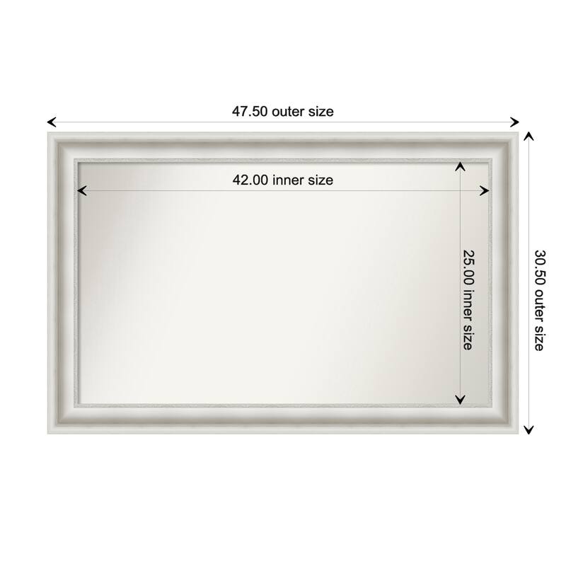 Parlor White Framed Non-Beveled Custom Wall Mirror, Bathroom Vanity Mirror - Outer Size: 47.5 x 30.5