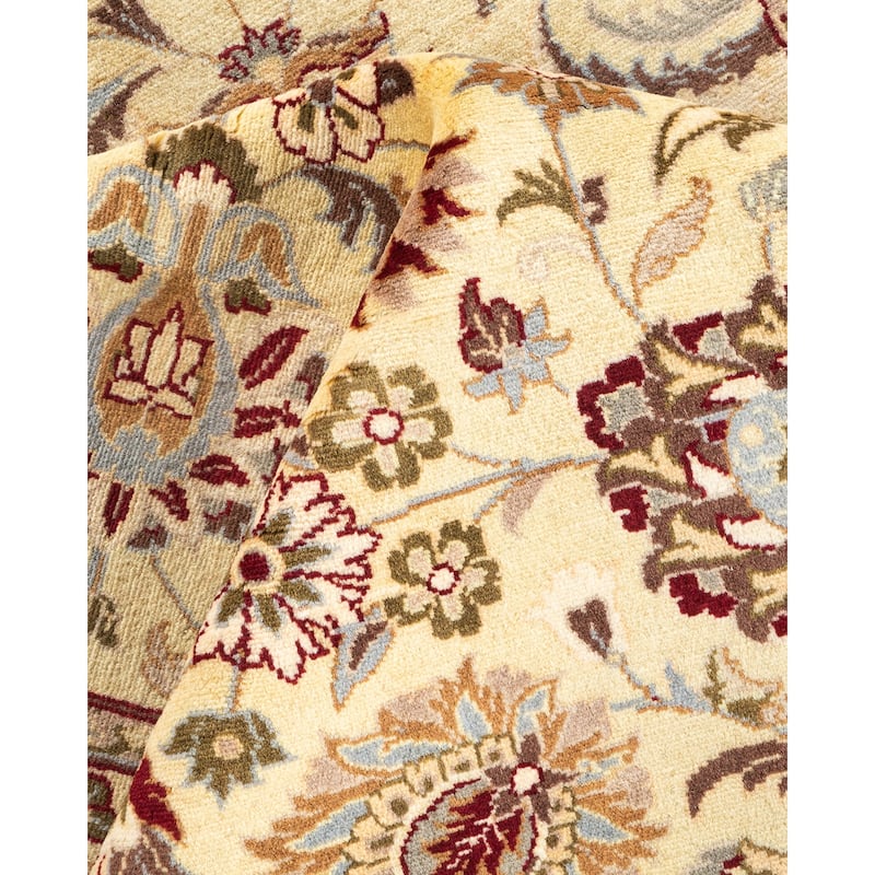 Overton Handknotted Wool Traditional Oriental Ivory Square Area Rug - 6' x 9'