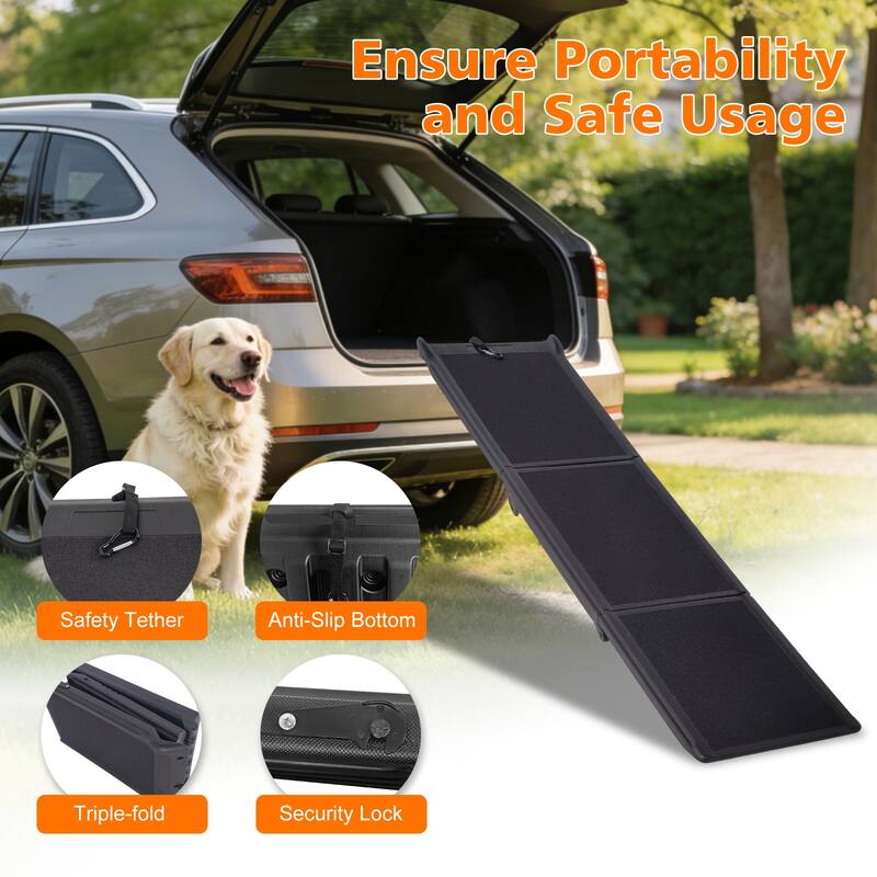 Dog Ramp for Car 71"x16" Foldable Dog Ramps for Large Dogs with Non-Slip Surface, Portable Pet Stair Ramp