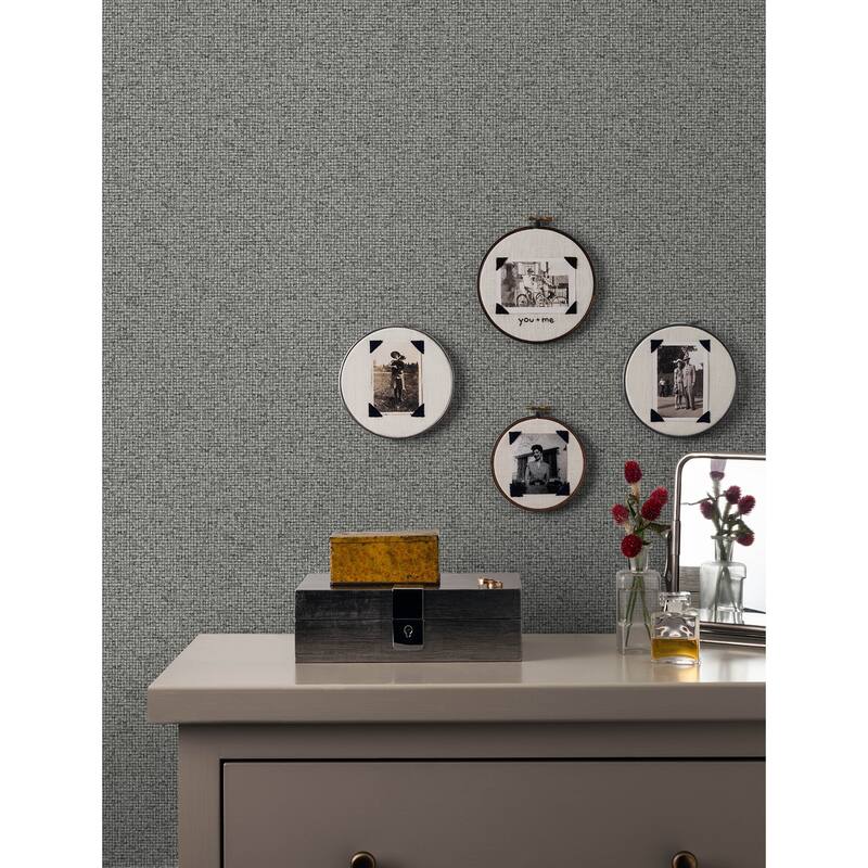 Advantage Surrey Grey Basketweave Wallpaper