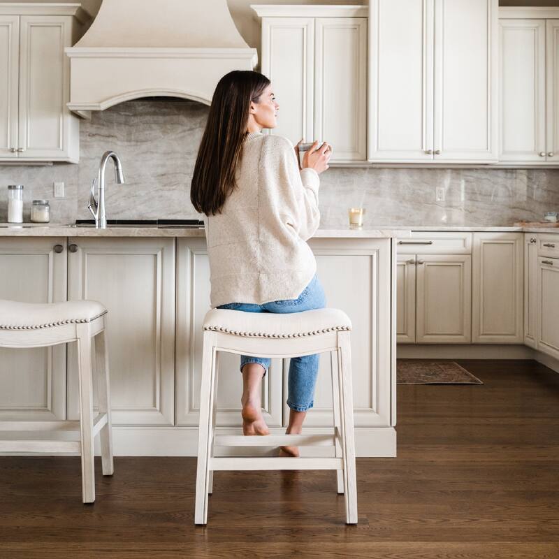 Maven Lane 26" Adrien Saddle Kitchen Counter Height Stool