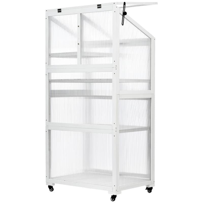 Wood Garden Shed Greenhouse Shed with Adjustable & Removable Shelves Balcony Shed with Removed Wheels