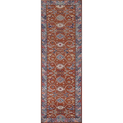 Kazak Oriental Runner Rug Handmade Traditional Orange Wool Carpet - 2'5" x 9'8"
