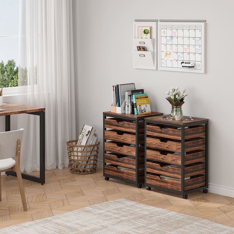 5-Drawer Chest & Wood 7 Drawer Storage Dresser Cabinet