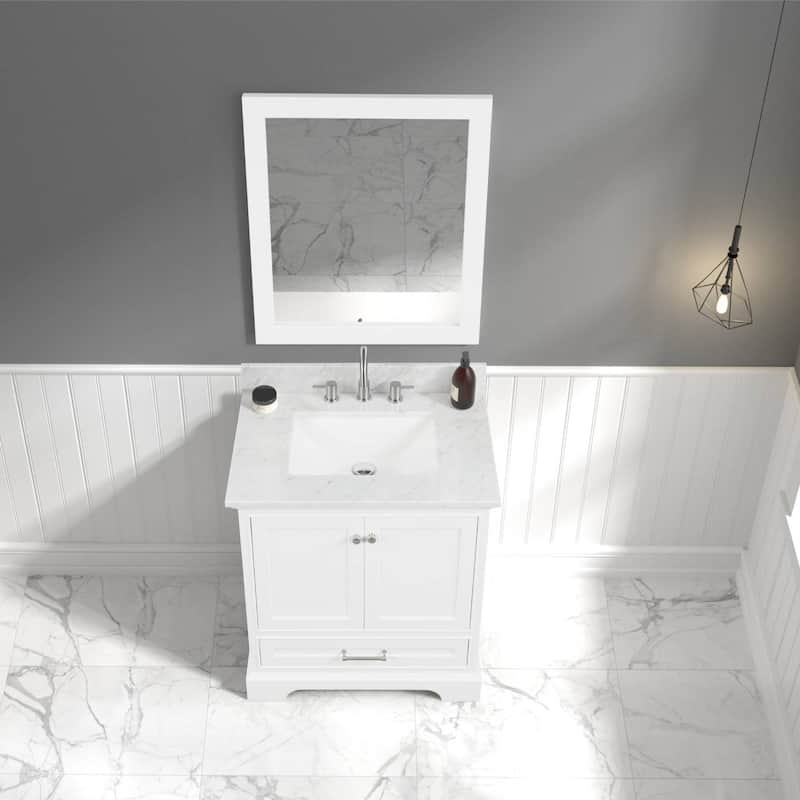 Blossom Copenhagen 30" Bathroom Vanity with Marble Top, Sink & Mirror