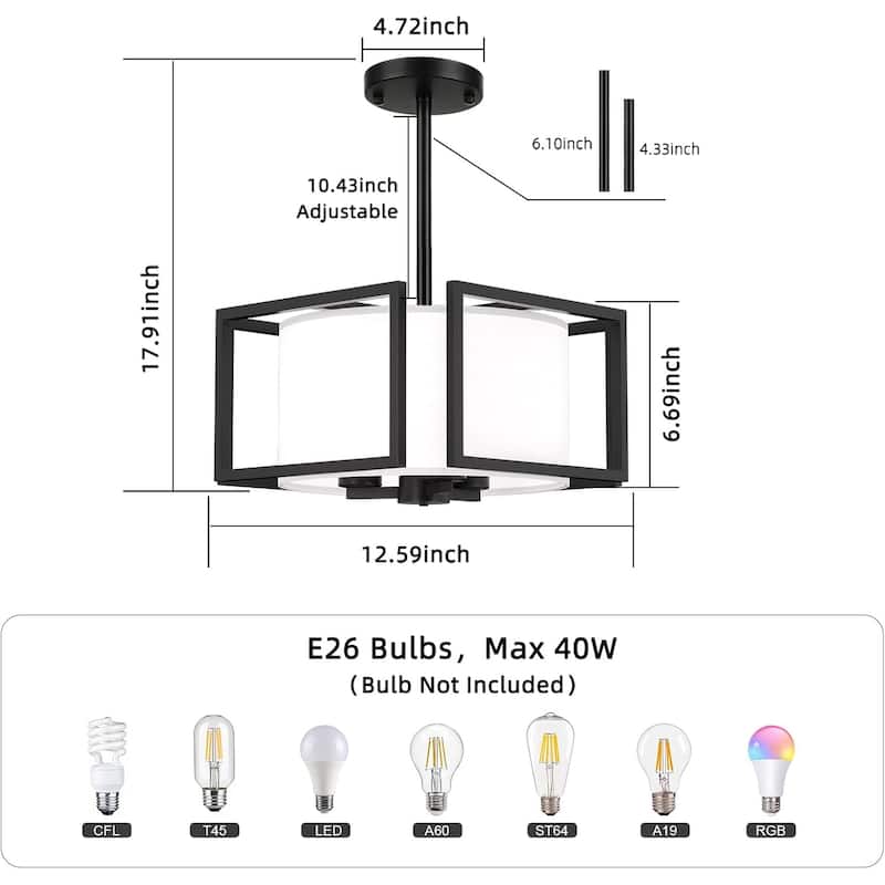 Modern ceiling light black drum light metal+farbic hallway light