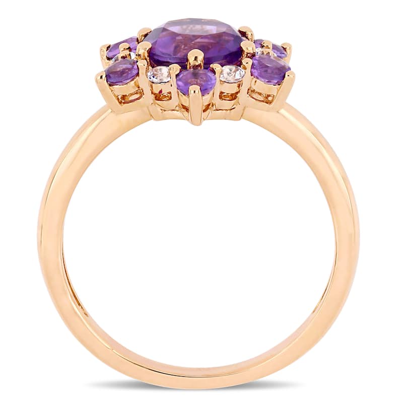 Miadora 1-4/5ct TGW Amethyst and White Topaz Clustered Star Ring in 10k Rose Gold