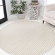 preview thumbnail 86 of 111, JONATHAN Y Maribo Minimalist Scandi Striped Navy/ivory Area Rug 5' Round - Ivory/Cream