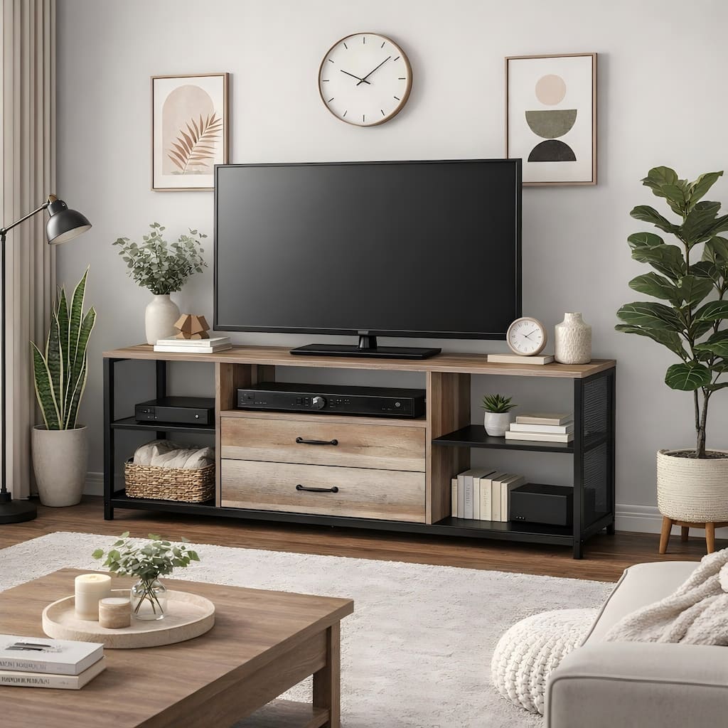 Ledel 55-inch Industrial TV Stand with Drawers and Shelves for TVs Up To 60"