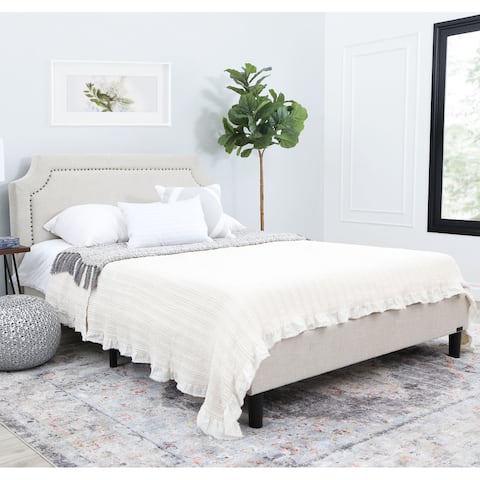 Abbyson Allegro Cream Upholstered Queen Platform Bed