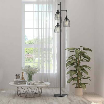 Black 69 inch Three Head LED Floor Lamp