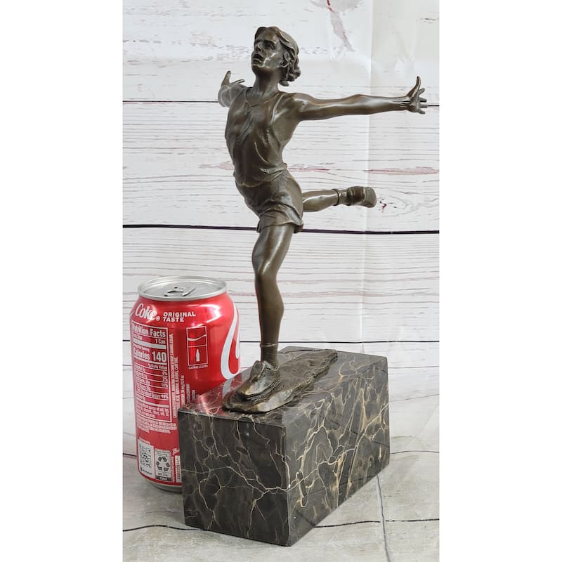 Track Runner Sprinter Race Bronze Metal Sculpture Statue Trophy Figure On Marble Base