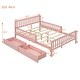 preview thumbnail 3 of 7, Full Size Kids Platform Bed with 2-Storage Drawers, Wood Children Bed Frame with Guardrails on Both Sides for Bedroom, Pink