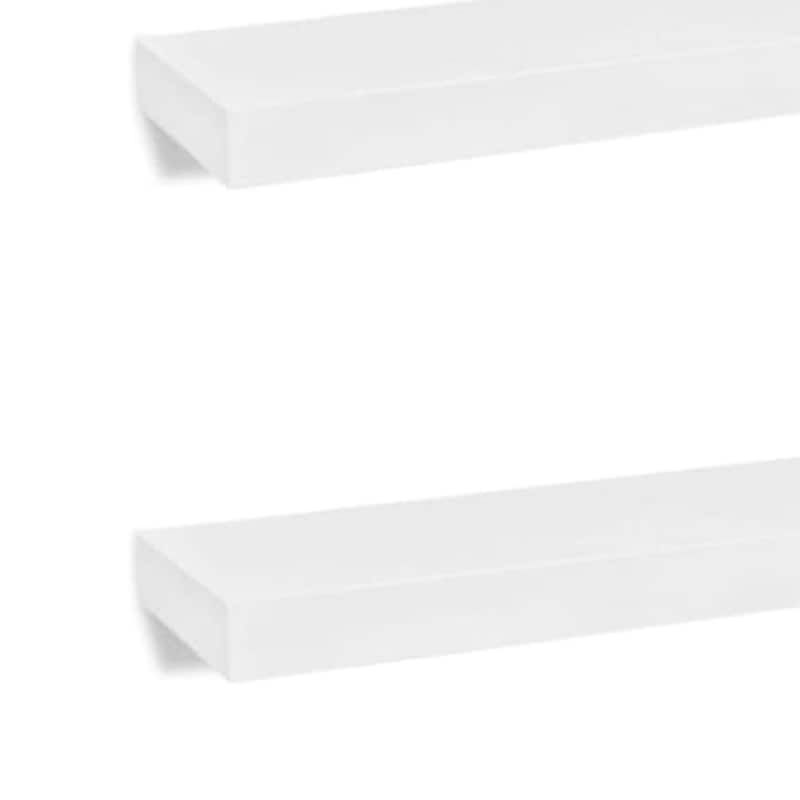 Floating Wall Shelf Set of 2, Spacious White Frame, 47 Inch