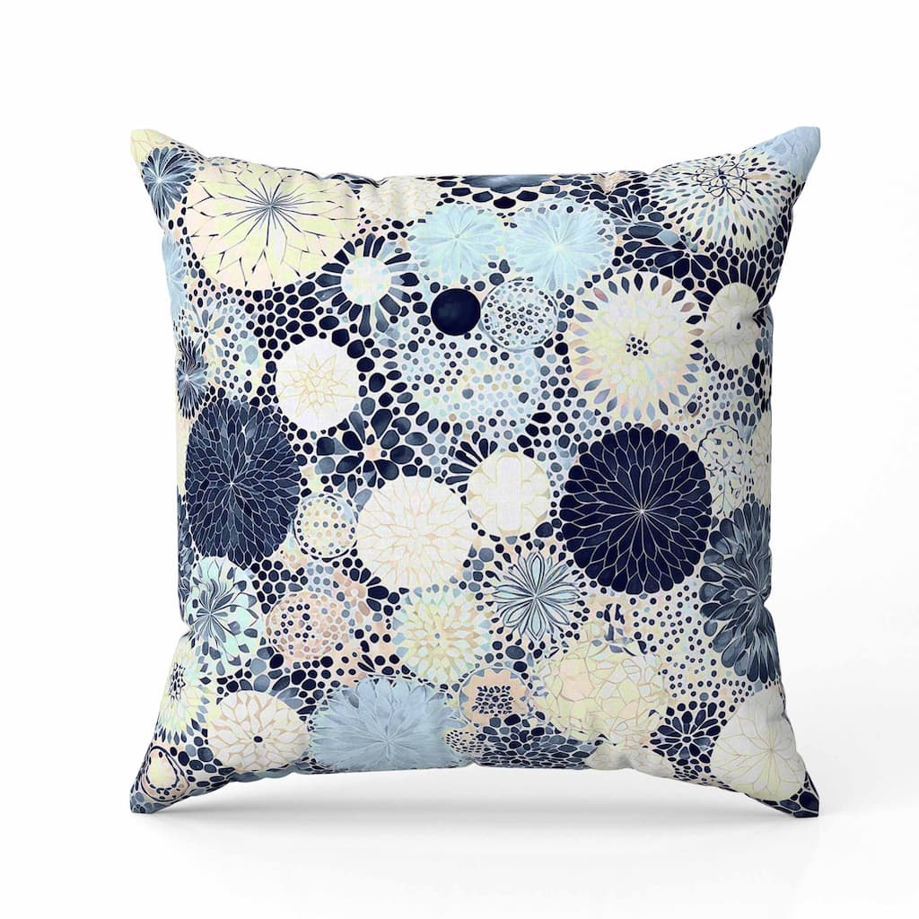 Crystal Drift Faux Suede Reversible Throw Pillow Blue and Cream
