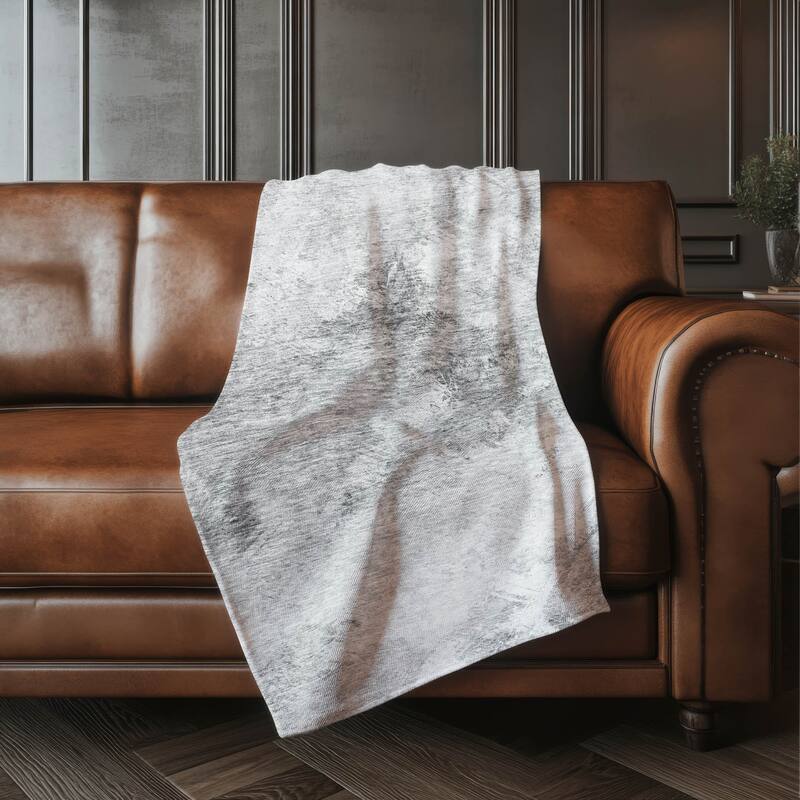Premium Machine Washable Modern Abstract Sherpa Throw Blanket - Silver - 4'2" x 5'10"