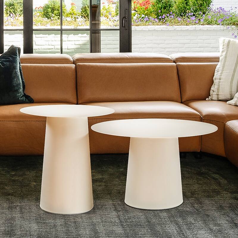 DancyHome Outdoor Mid Century Modern Metal Single Round Coffee Table