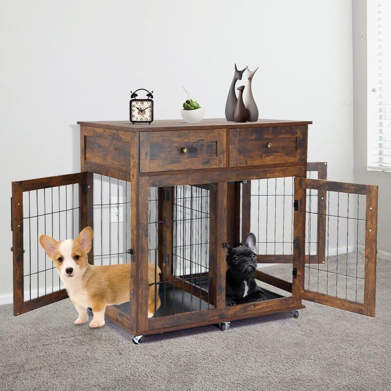 2 Dog Crate Furniture with 2 Drawer