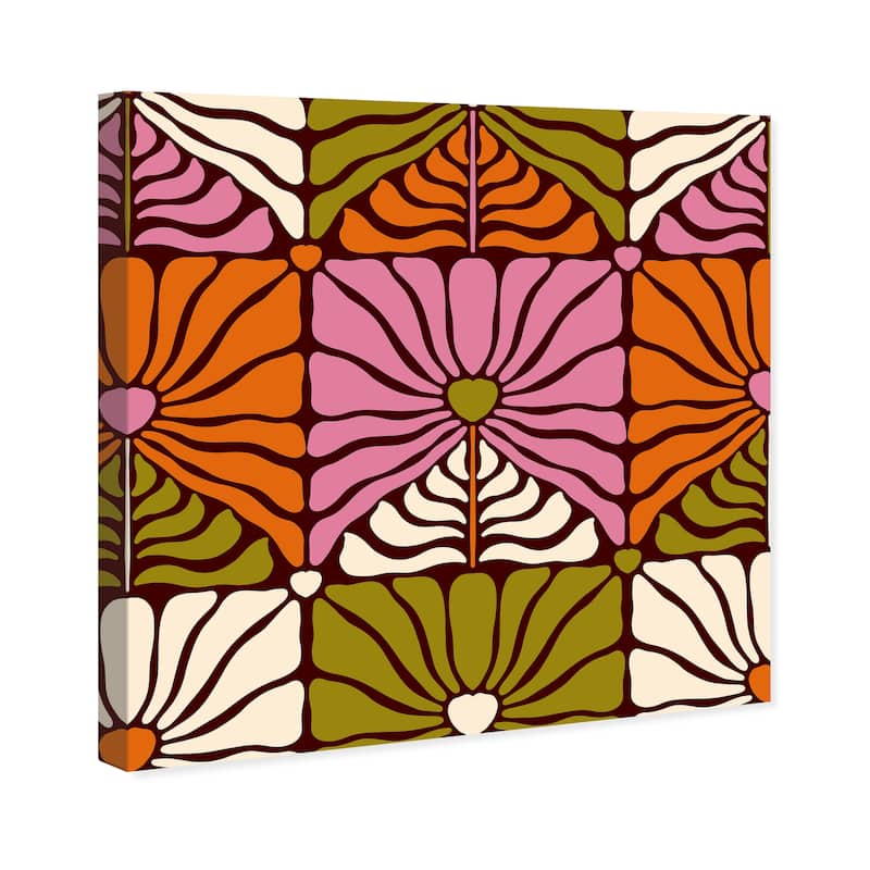 Wynwood Studio Canvas Abstract My Favorite Floral Tile Green and Modern & Contemporary Wall Art Canvas Print
