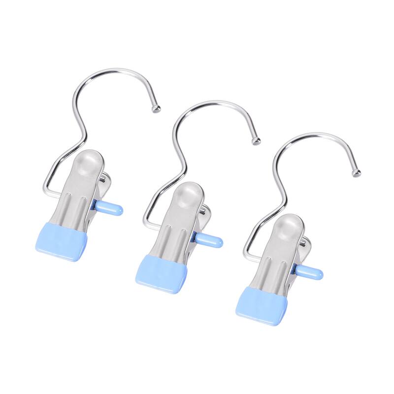 Uxcell Laundry Clips with Hook Metal Boot Hangers Chrome Plated
