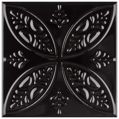 Merola Tile Trend Black 8" x 8" Ceramic Wall Tile